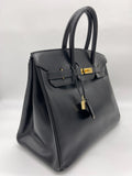 Hermes Birkin 35 Noir Box Leather Gold Hardware