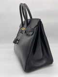 Hermes Birkin 35 Noir Box Leather Gold Hardware