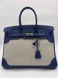 Hermes Birkin 35 Canvas Bleu de Prusse Palladium Hardware