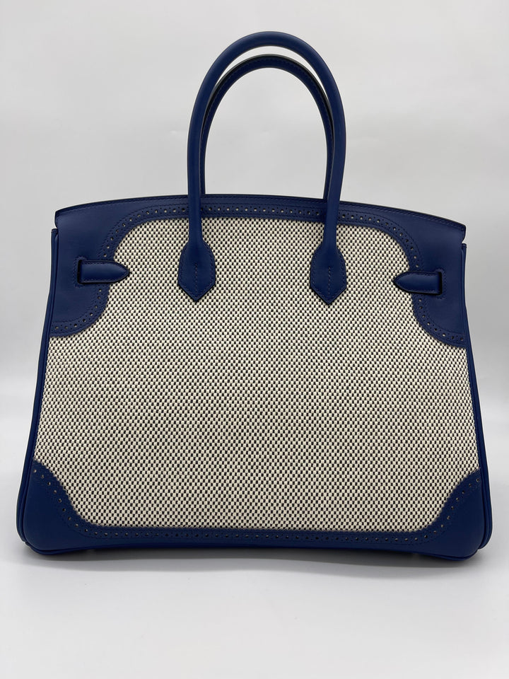 Hermes Birkin 35 Canvas Bleu de Prusse Palladium Hardware