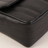 CHANEL Around 1995 Made Caviar Skin Mademoiselle Stitch Turn-Lock Chain Bag Black