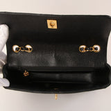 CHANEL Around 1995 Made Caviar Skin Mademoiselle Stitch Turn-Lock Chain Bag Black