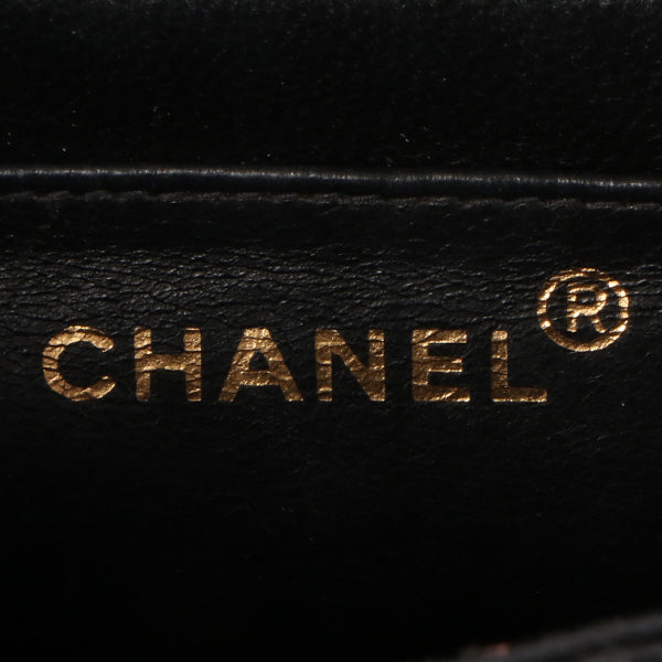 CHANEL Around 1995 Made Caviar Skin Mademoiselle Stitch Turn-Lock Chain Bag Black