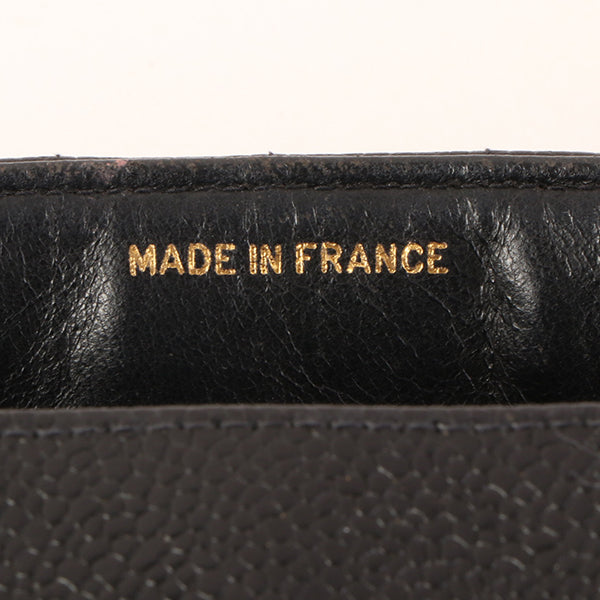 CHANEL Around 1995 Made Caviar Skin Mademoiselle Stitch Turn-Lock Chain Bag Black