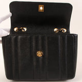 CHANEL Around 1995 Made Caviar Skin Mademoiselle Stitch Turn-Lock Chain Bag Black