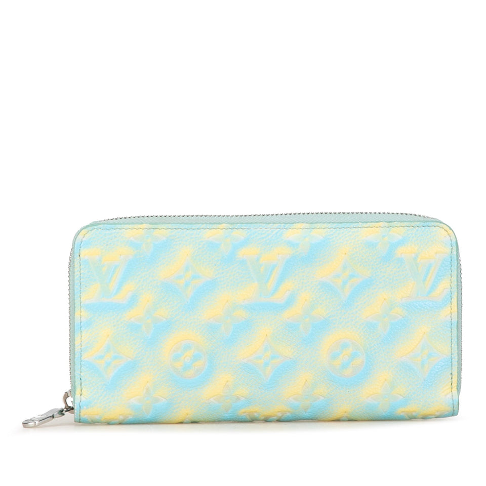 Blue Louis Vuitton Monogram Empreinte Summer Stardust Zippy Wallet