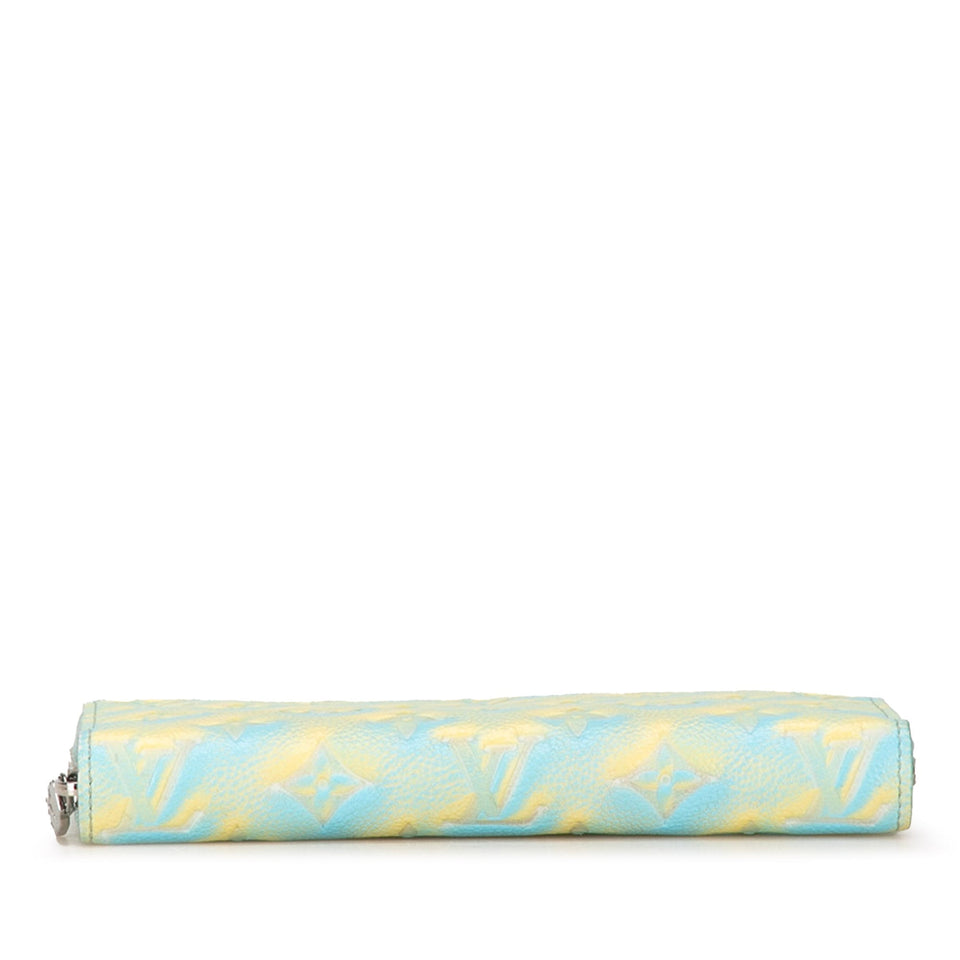 Blue Louis Vuitton Monogram Empreinte Summer Stardust Zippy Wallet