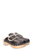 PRADA Shearling Logo Clogs Black