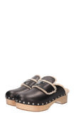 PRADA Shearling Logo Clogs Black