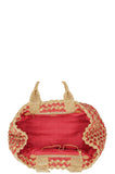 PRADA Tote Bag Raffia Gold Red