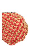 PRADA Tote Bag Raffia Gold Red