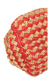 PRADA Tote Bag Raffia Gold Red