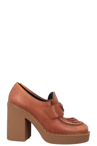 PRADA Logo Platform Loafers Brown