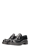 PRADA Logo Loafers Black Leather