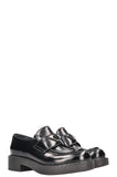 PRADA Logo Loafers Black Leather