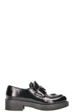 PRADA Logo Loafers Black Leather