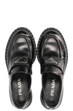 PRADA Logo Loafers Black Leather