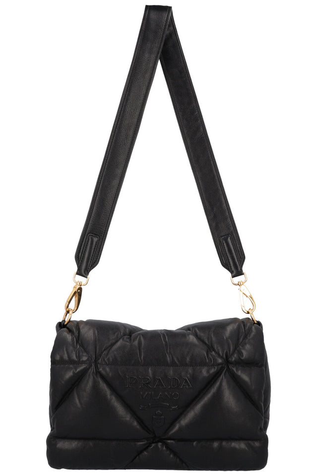 PRADA Quilted Crossbody Bag Leather Black