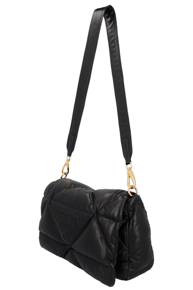PRADA Quilted Crossbody Bag Leather Black