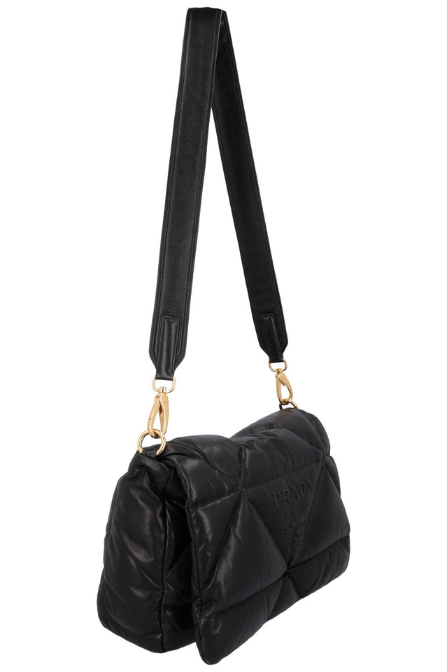 PRADA Quilted Crossbody Bag Leather Black