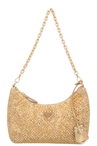 PRADA Re-Edition 2005 Crossbody Bag Gold Crystal Satin