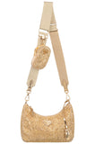 PRADA Re-Edition 2005 Crossbody Bag Gold Crystal Satin