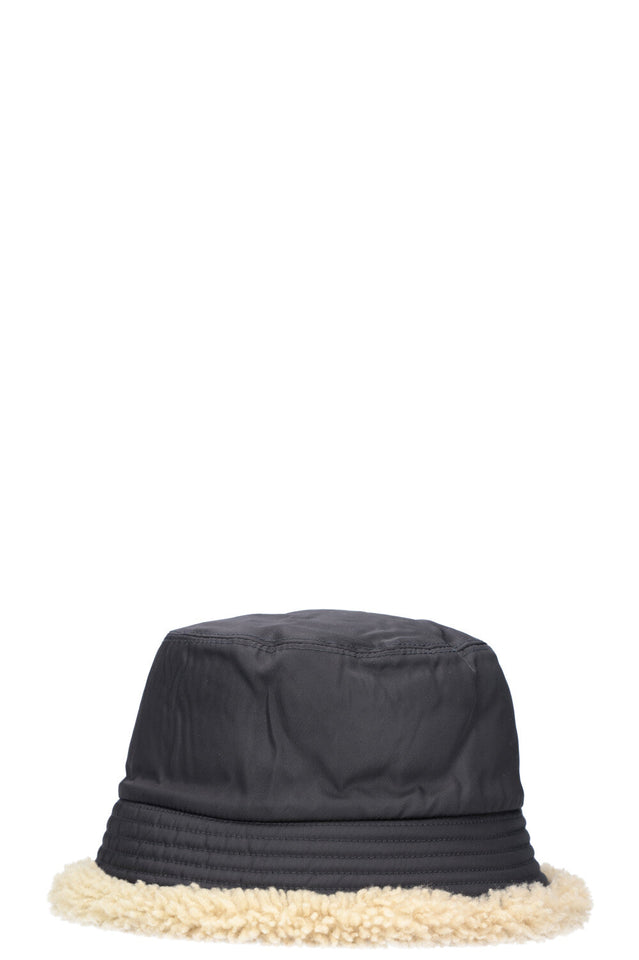 PRADA Bucket Hat with Shearling Lining Nylon Black