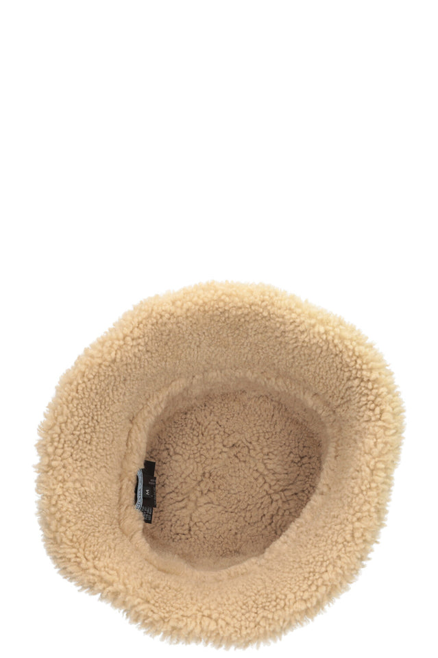 PRADA Bucket Hat with Shearling Lining Nylon Black