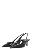 PRADA Logo Plaque Slingback Heels Black