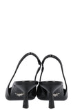 PRADA Logo Plaque Slingback Heels Black