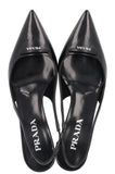 PRADA Logo Plaque Slingback Heels Black