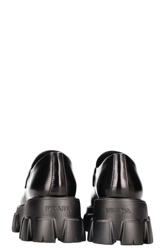 PRADA Monolith Pointy Loafers Black