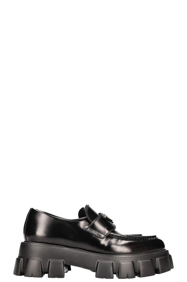 PRADA Monolith Pointy Loafers Black