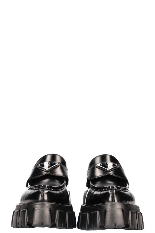 PRADA Monolith Pointy Loafers Black