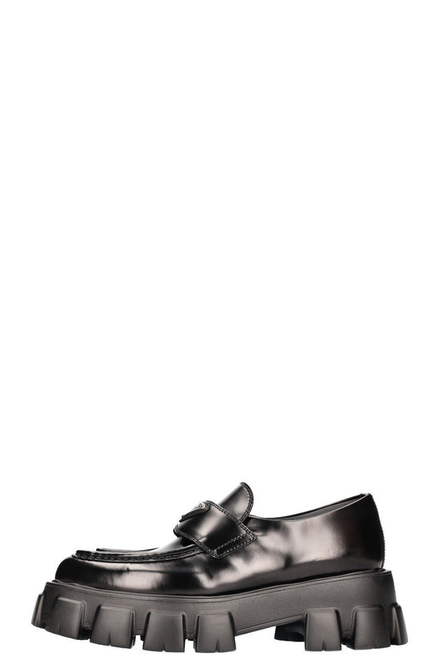 PRADA Monolith Pointy Loafers Black