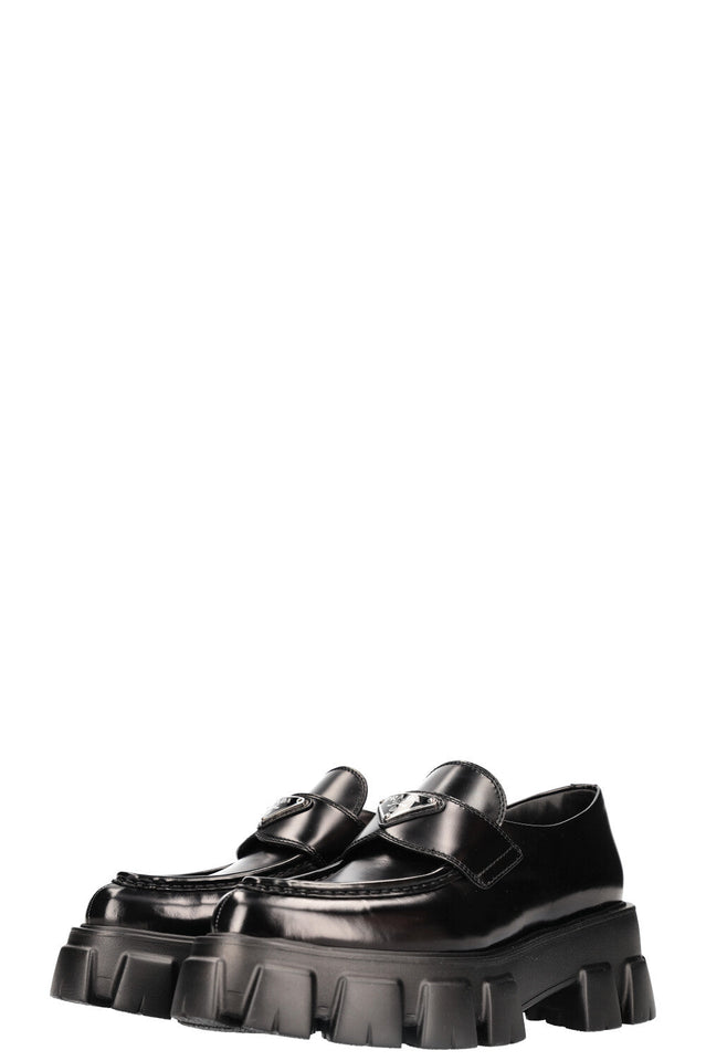 PRADA Monolith Pointy Loafers Black