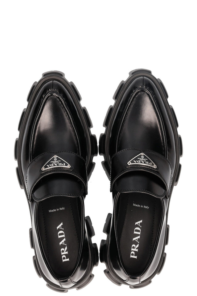 PRADA Monolith Pointy Loafers Black