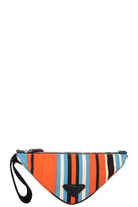 PRADA Triangle Clutch Striped Orange Blue