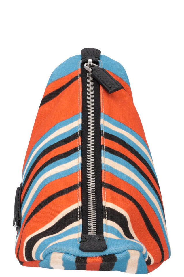 PRADA Triangle Clutch Striped Orange Blue