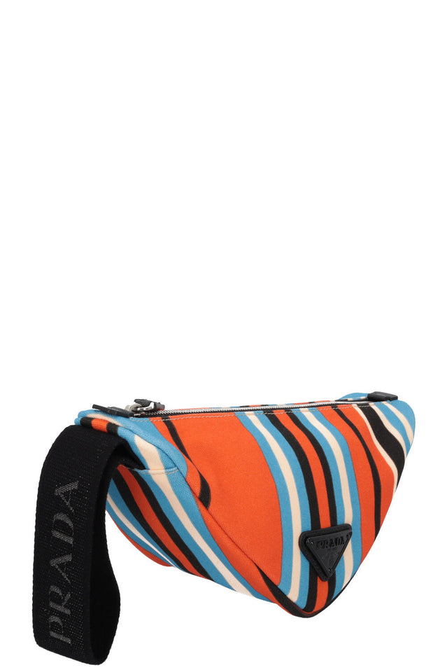PRADA Triangle Clutch Striped Orange Blue