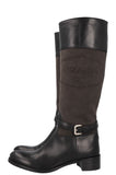 PRADA Logo Knee High Boots Canvas Leather