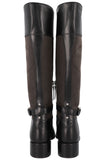 PRADA Logo Knee High Boots Canvas Leather