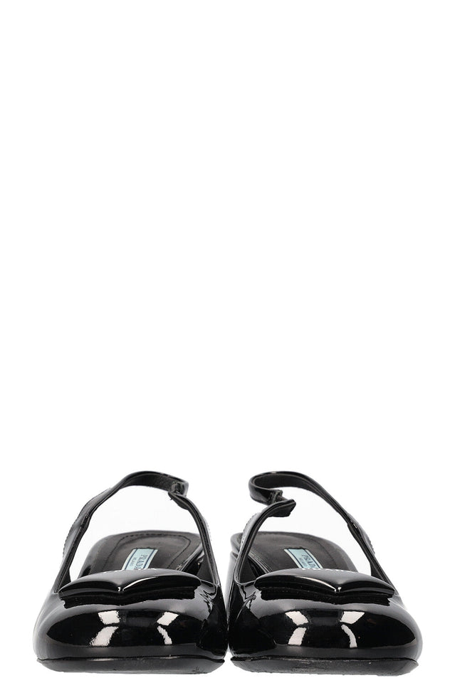 PRADA Logo Slingbacks Patent Black