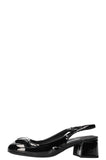 PRADA Logo Slingbacks Patent Black