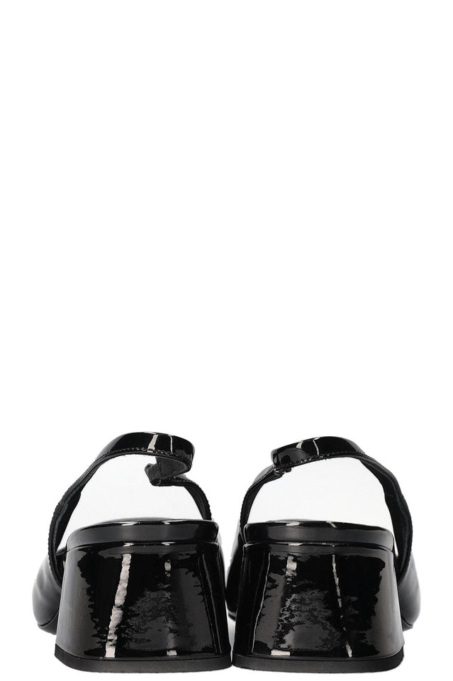 PRADA Logo Slingbacks Patent Black