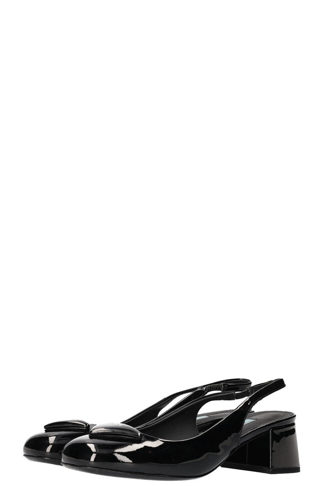 PRADA Logo Slingbacks Patent Black