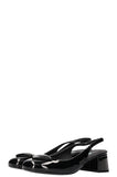 PRADA Logo Slingbacks Patent Black