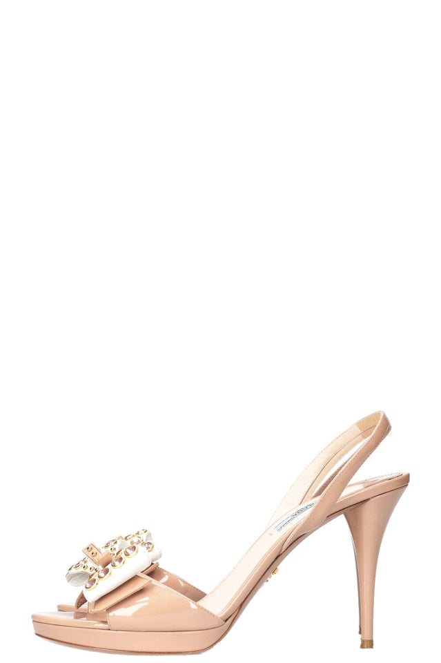 PRADA Bow Heels Patent Nude