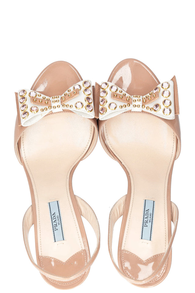 PRADA Bow Heels Patent Nude