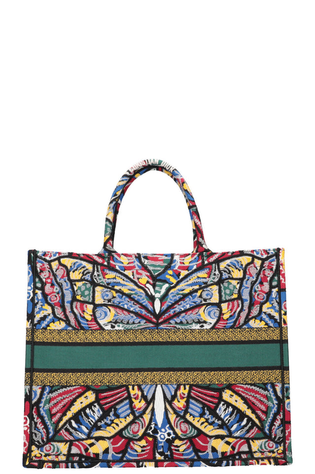 CHRISTIAN DIOR Butterfly Book Tote Large Green Blue